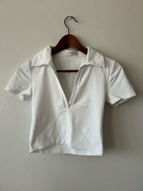 Aritzia Contour Polo Short Sleeve | White | Babaton | Size S